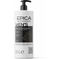 EPICA Professional Mens 3 in 1 Универсальный мужской шампунь для волос и тела,  1000 мл